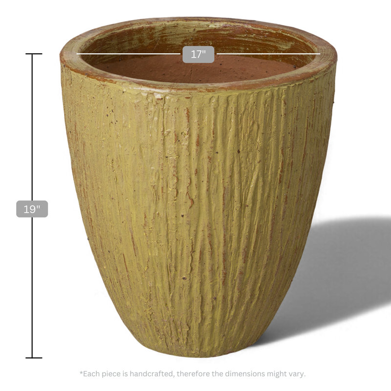 Efkea Handmade Ceramic Pot Planter, 19" H x 17" W x 17" D, Yellow