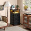 Nightstand with Charging Station Side Table 4 Storage Drawers-863391047