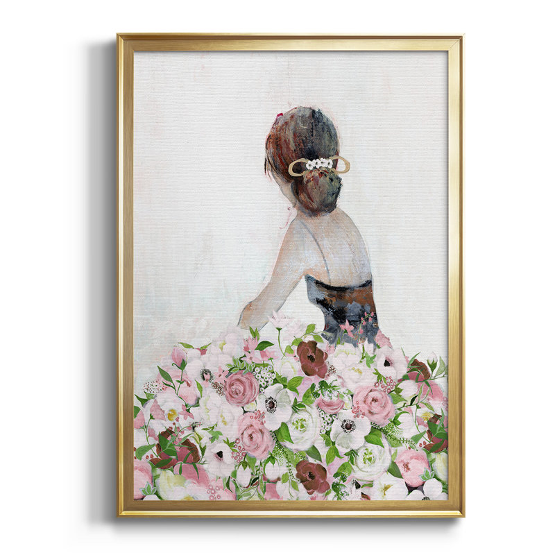«Beautiful Floral Contemplation II», toile encadrée de qualité supérieure - prête à être accrochée, Or