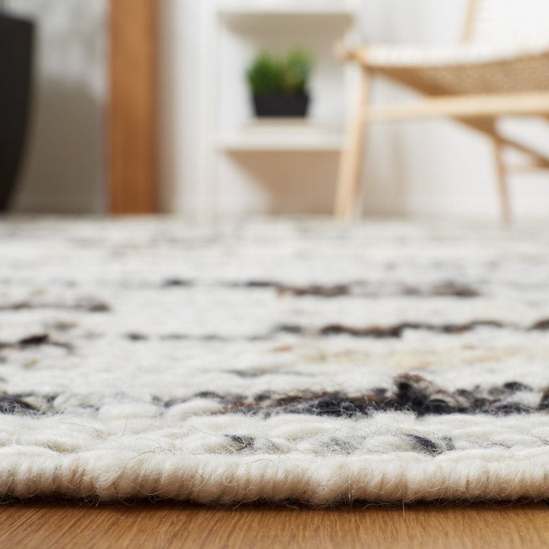Tapis ivoire / brun foncé tissé à la main Ihechikara, Rond 6 pi