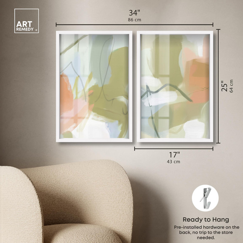 Misted Tones Diptych Shadowbox Print Blue Wall Art Set by Art Remedy, Black Frame, 10 x 15, Cadre blanc, H 25 po x l 17 po