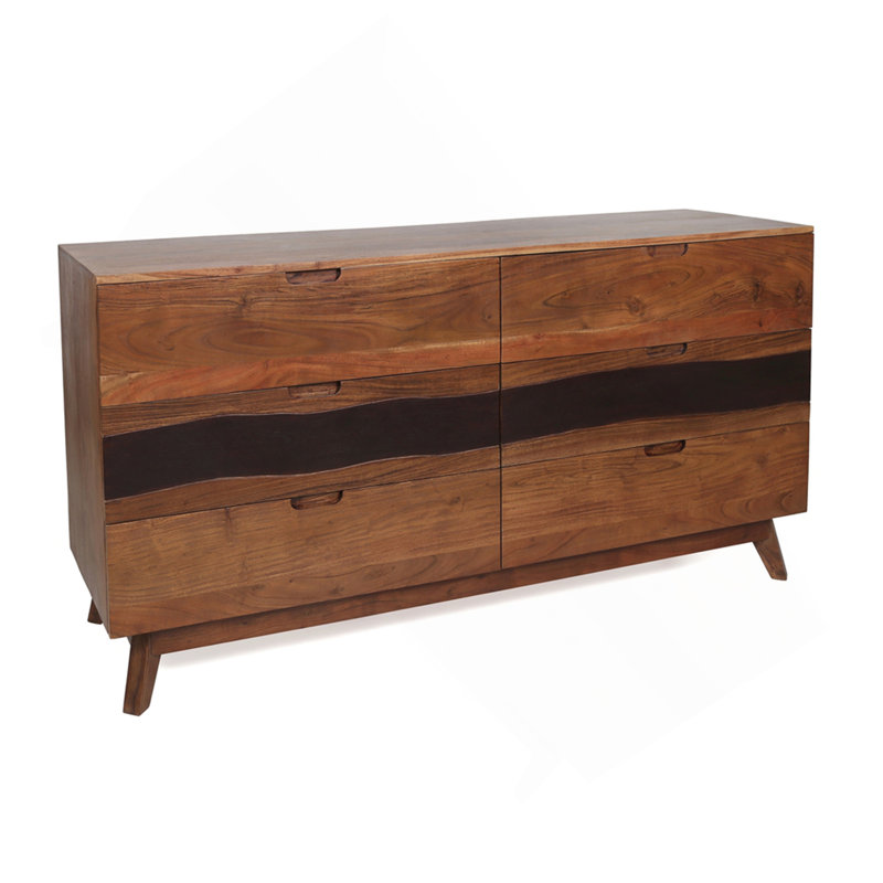59X16.5X31" Sierra Six Drawer Sideboard, Wood Credenza/Cabinets/Chests/Nightstands