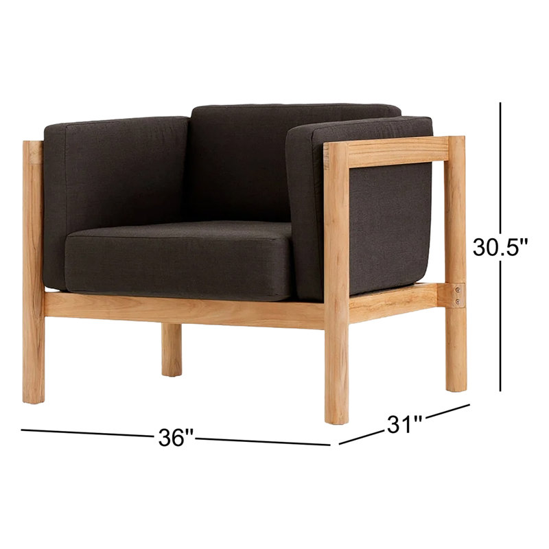Haven Teak Outdoor Lounge Chair , Sunbrella® Cushions Included, Sunbrella Coal