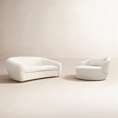 2-Piece Boucle Swivel Living Room Set