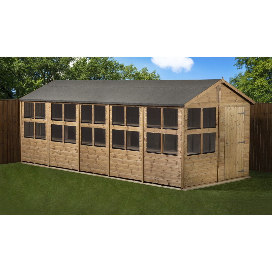 8 ft. W x 20 ft. D Solid wood Tongue & Groove Apex Garden Shed