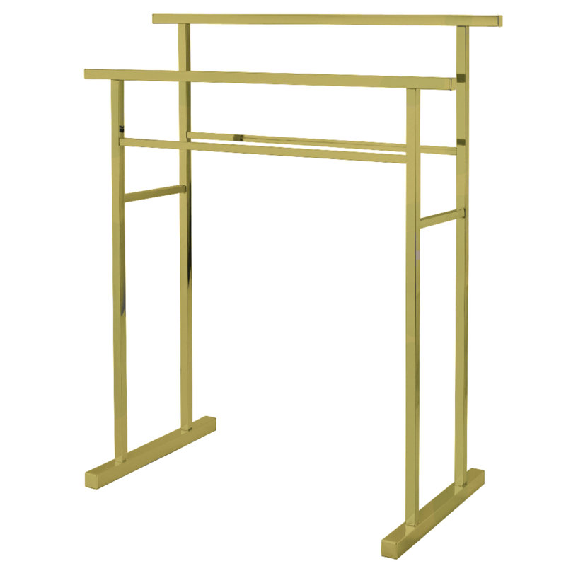Kingston Brass Edenscape Freestanding 2-Tier Towel Rack, Brushed Brass