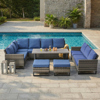 Ingvald 10 - Person Patio Sectional Seating Group with Cushions