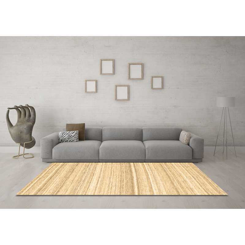 Tapis contemporains brun lavable à la machine 2571, Rond 7 pi