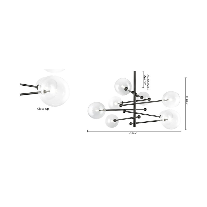 Modern 8 Light Sputnik Linear Chandelier