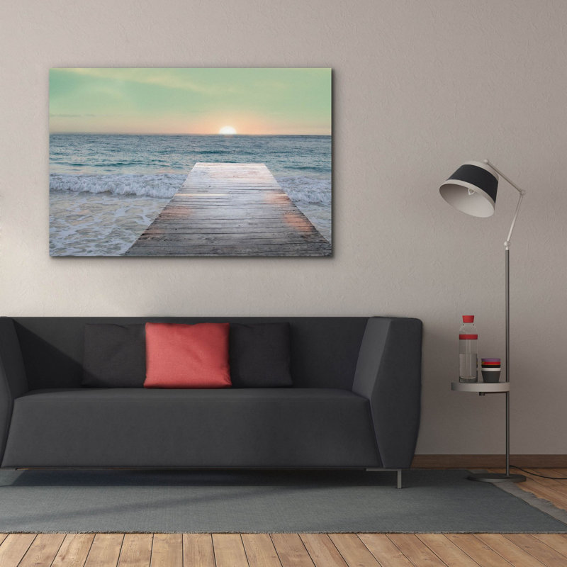 «Sunrise Dock» par Sue Schlabach, art mural sur toile, H 40 po x l 60 po x P 1,5 po