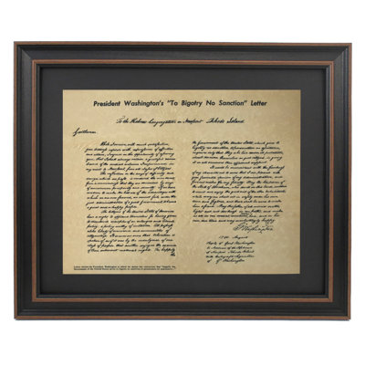 «To Bigotry No Sanction», lettre de Washington, 1790 | Reproduction d'art textuel encadrée sur parchemin antique