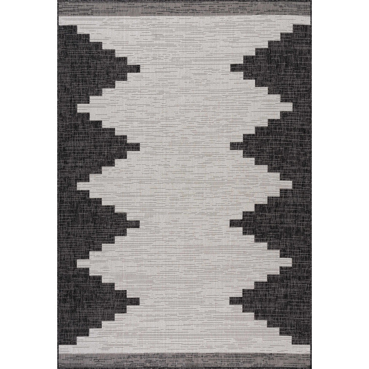 Mortimer Southwestern Charcoal Indoor/Outdoor Area Rug AllModern Rug Size: Rectangle 5'3 x 7'7