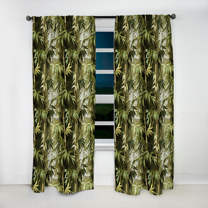 Bamboo Retreat - motif tropical - rideau floral - velours obscurcissant - 1 panneau, L 52 po x L 63 po