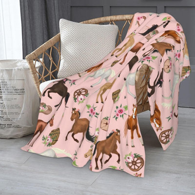 Jeté de cheval 50 po x 60 po, douces et douces couvertures pour chevaux, jetés doux, chaud, léger, moelleux, molleton, jeté pour hommes, femmes, cadeau, canapé-lit