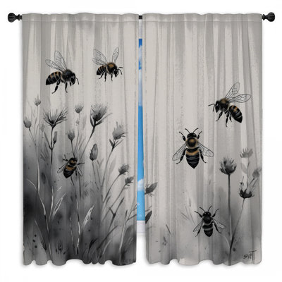 Rideaux de fenêtre Bees On Wildflowers