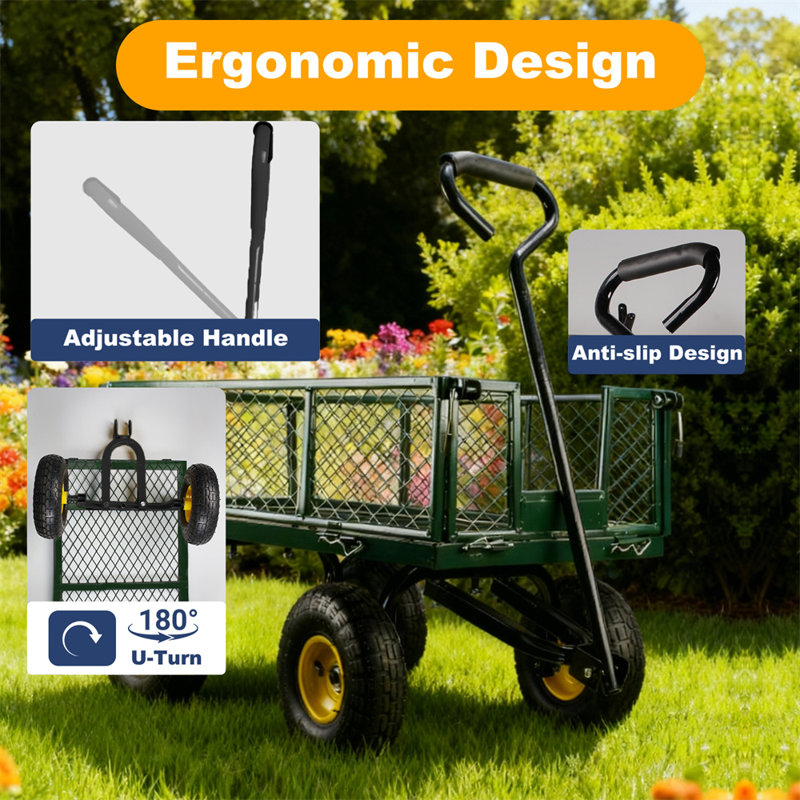 Chariot de jardin en acier 880 lb