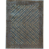 Wool Geometric Area Rug in Brown/Blue/Beige