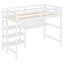Lit mezzanine simple en bois avec tablettes, bureau et tableau d'écriture - blanc-2072528209