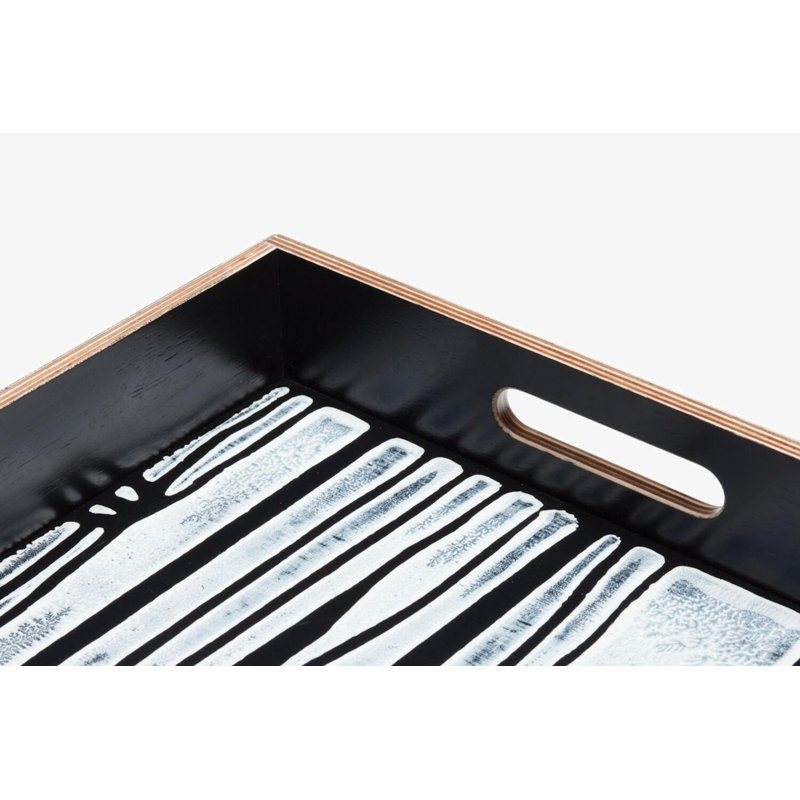 Wrongwoods Wood Decorative Tray, White/Black