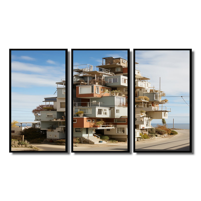 Ensemble d'art mural rétro, Cadre flottant noir, H 40 po x l 60 po x P 1 po
