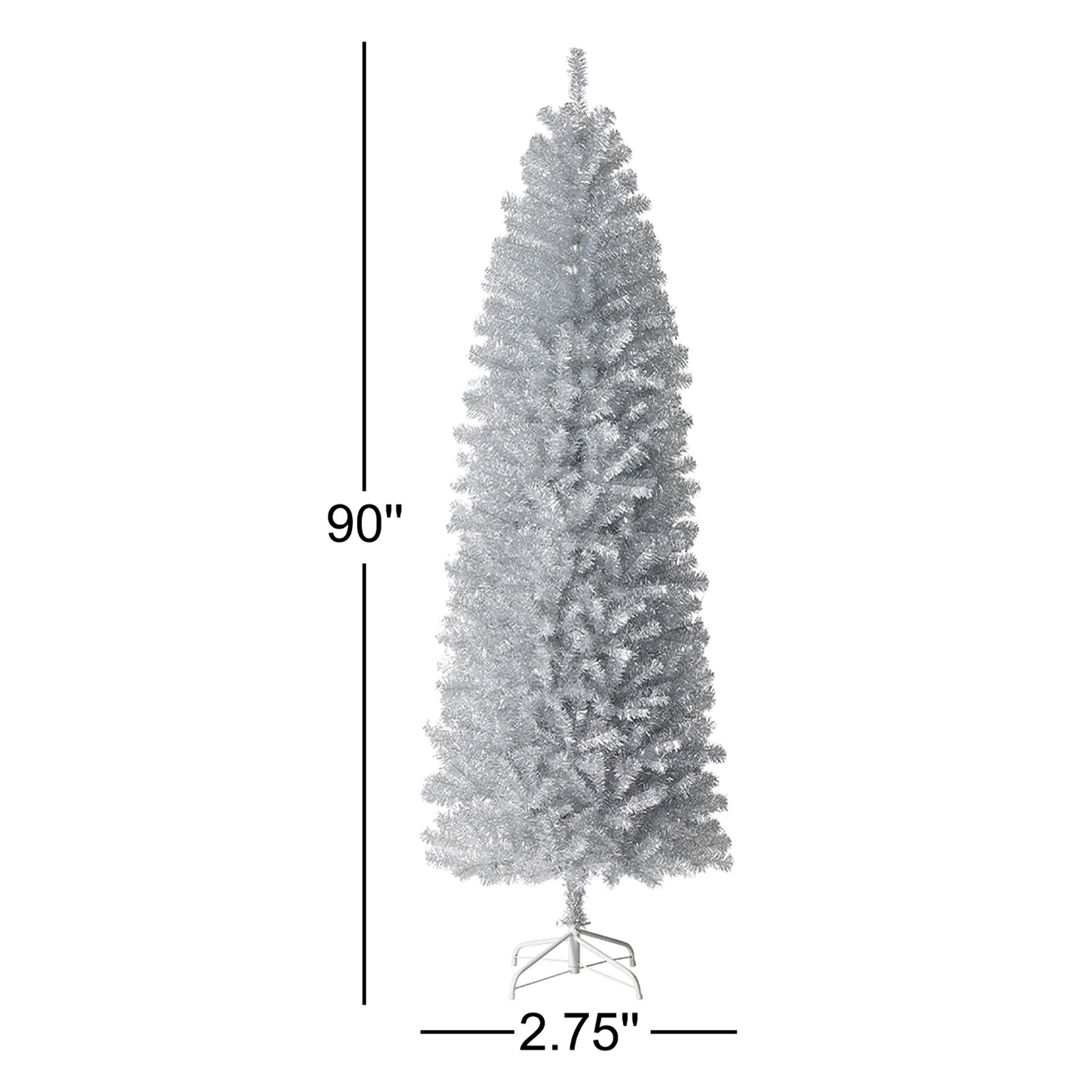 7.5‘ Silver Pencil Tinsel Artificial Christmas Tree