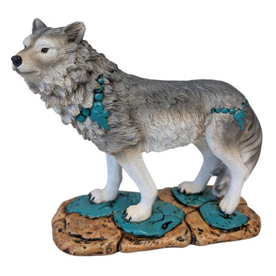 Loup debout avec des accents turquoise