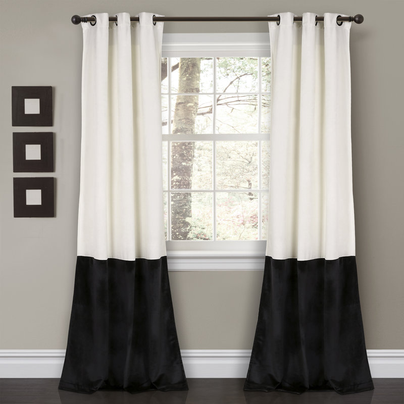 Prima Room Darkening Curtain Pair, White/Black