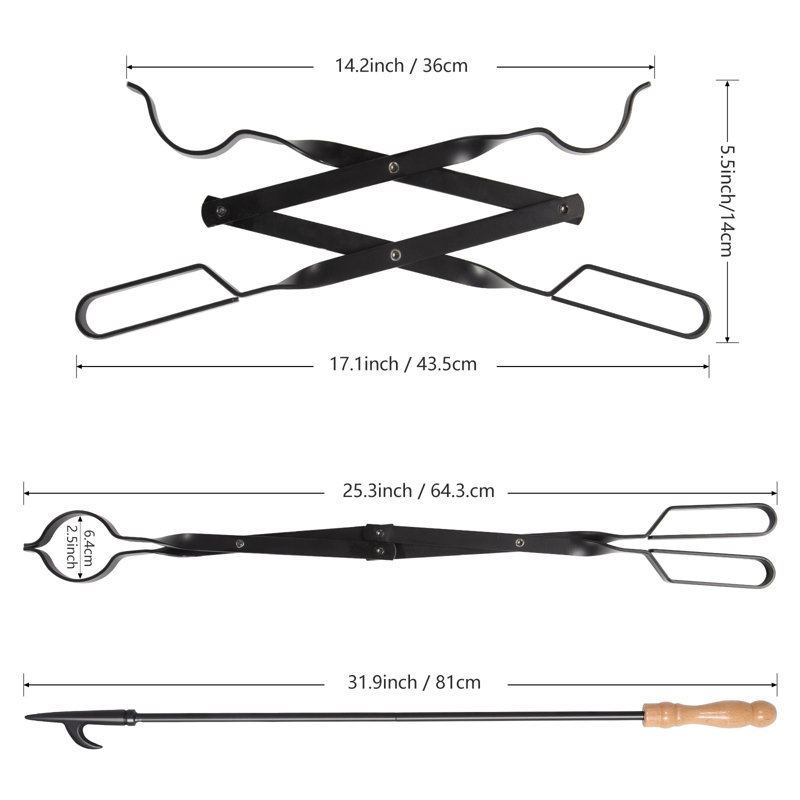 Ensemble d'outils de foyer en fer Abbo