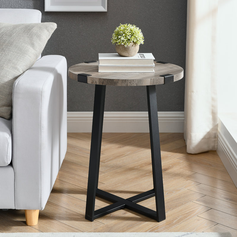 Table de bout à pieds croisés de 22 po Paramus, Gris délavé