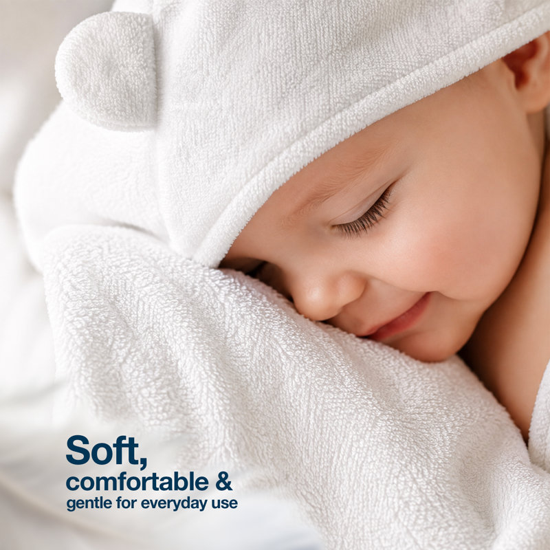 100% Cotton White Baby Hooded Towel with Ear design, Ultra Soft & Absorbent (Pack of 2)