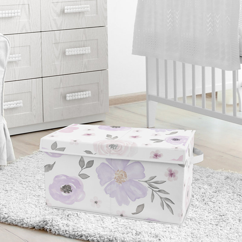 Boîte à jouets aquarelle florale, Mauve / Gris
