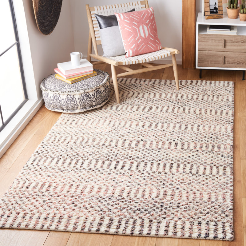 Tapis géométrique en laine / coton noué à la main Dodge, Rectangle 6 pi x 9 pi