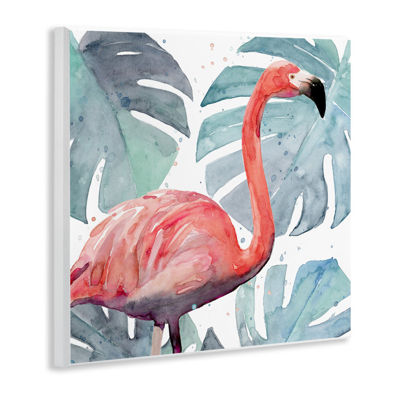 Flamingo Tropical Greenery Wall Plaque in Pink and Green