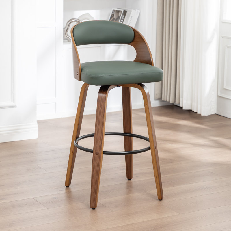 Swivel Upholstered Counter Stool, Green, Counter Stool (24.8" Seat Height