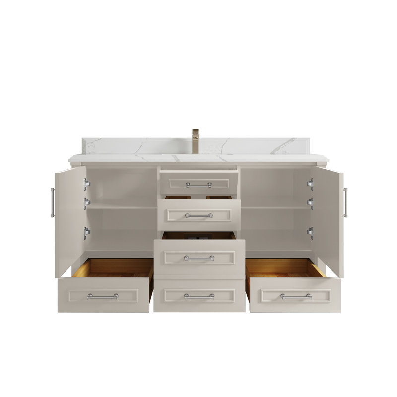 Ensemble de meuble-lavabo simple 60 po Aberdeen, Calacatta Laza