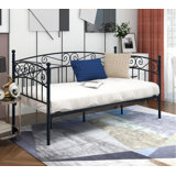 Multi-functional metal day bed frame with headboard, can be used as mattress base/bed sofa