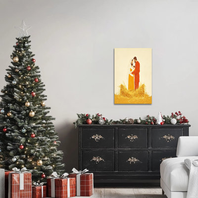 Grande affiche de décoration murale sur toile de crèche de Noël, peinture de la naissance de Jésus, reproduction de photo de Marie Joseph et bébé Jésus