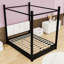 Lit plateforme à baldaquin luxueux avec tête de lit tapissier en lin-1052661369-1052661371