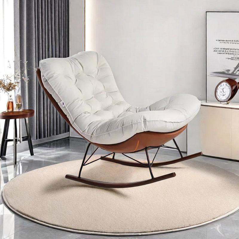 Chaise berçante de luxe à bascule simple de luxe nordique, Blanc