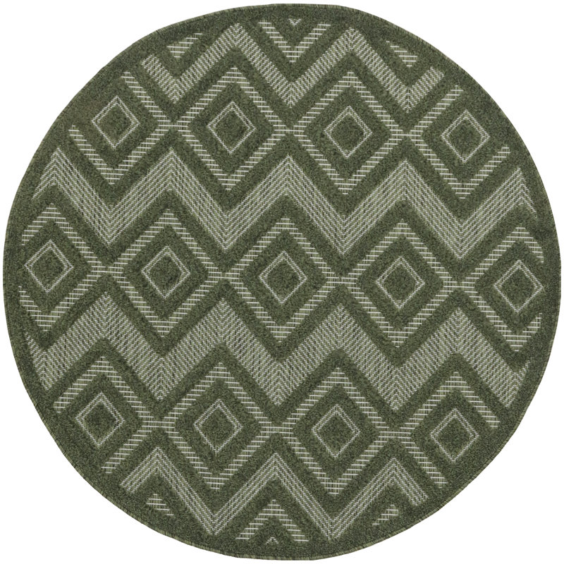 Konstantia Geometric Indoor/Outdoor Area Rug, Round 4'