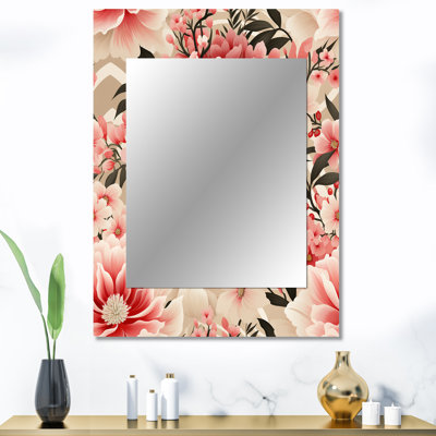 Décoration florale rose pivoine délicate - miroir floral