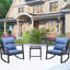 Bistro d'extérieur moderne - 3 pièces avec coussins bleus pour le jardin, la piscine et les meubles de jardin