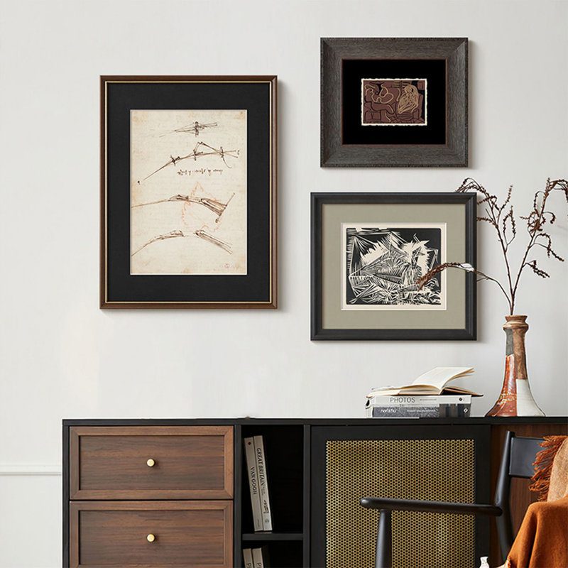 Une combinaison de 3 peintures décoratives abstraites en noir et blanc pour le salon, H 40,55 po x l 33,46 po