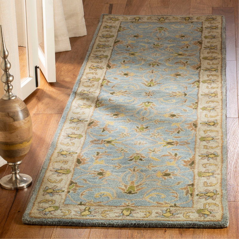 Cranmore Hand Tufted Wool/Cotton/Latex Oriental Rug in Light Blue/Biege, Runner 2'3" x 18'