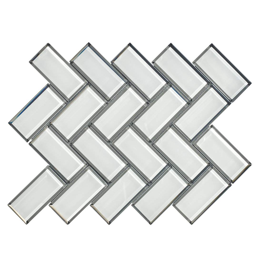2" x 4" Glass Herringbone / Chevron Mosaic Tile ES Stone 