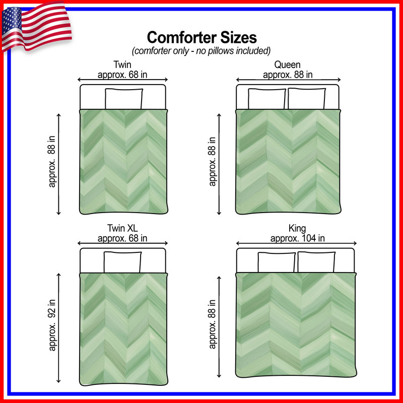 Green Chevron Pattern Comforter, King