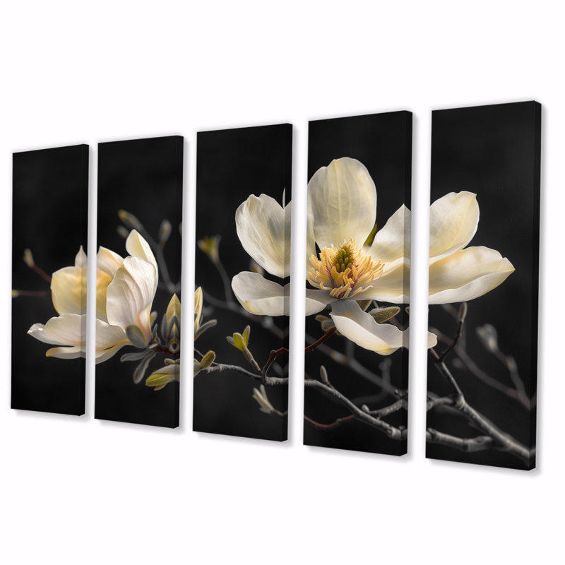 «Rodriguez - Magnolias», ensemble d'art sur toile, H 32 po x l 80 po