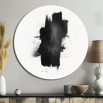 Noir et blanc coup de pinceau méditation - Minimalisme abstrait