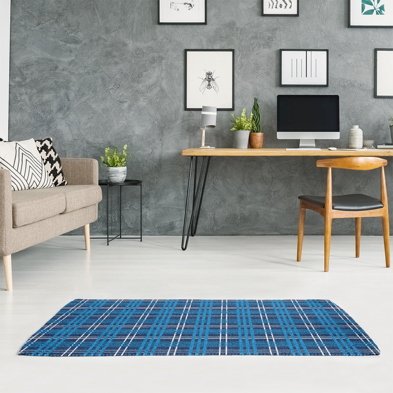 Tapis à carreaux bleu, Rectangle 2 pi x 3 pi