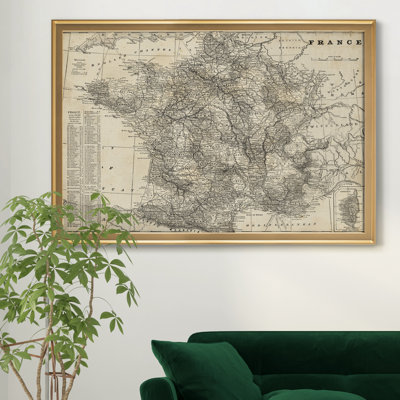 Antique Map Of France - Vintage World Map, Matted and Framed Under Acrylic Glass, Office and Library Wall Art